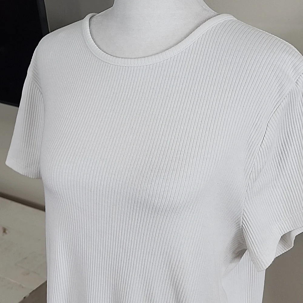 J. Crew Short Sleeve White Ribbed Top